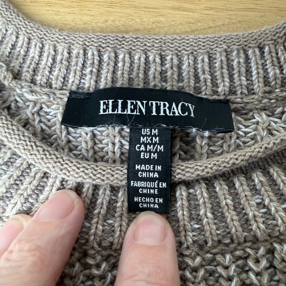 Roll Neck Ribbed Knit Marl Sweater Size Medium Oatmeal Coastal Earthy Minimalist - Picture 3 of 7